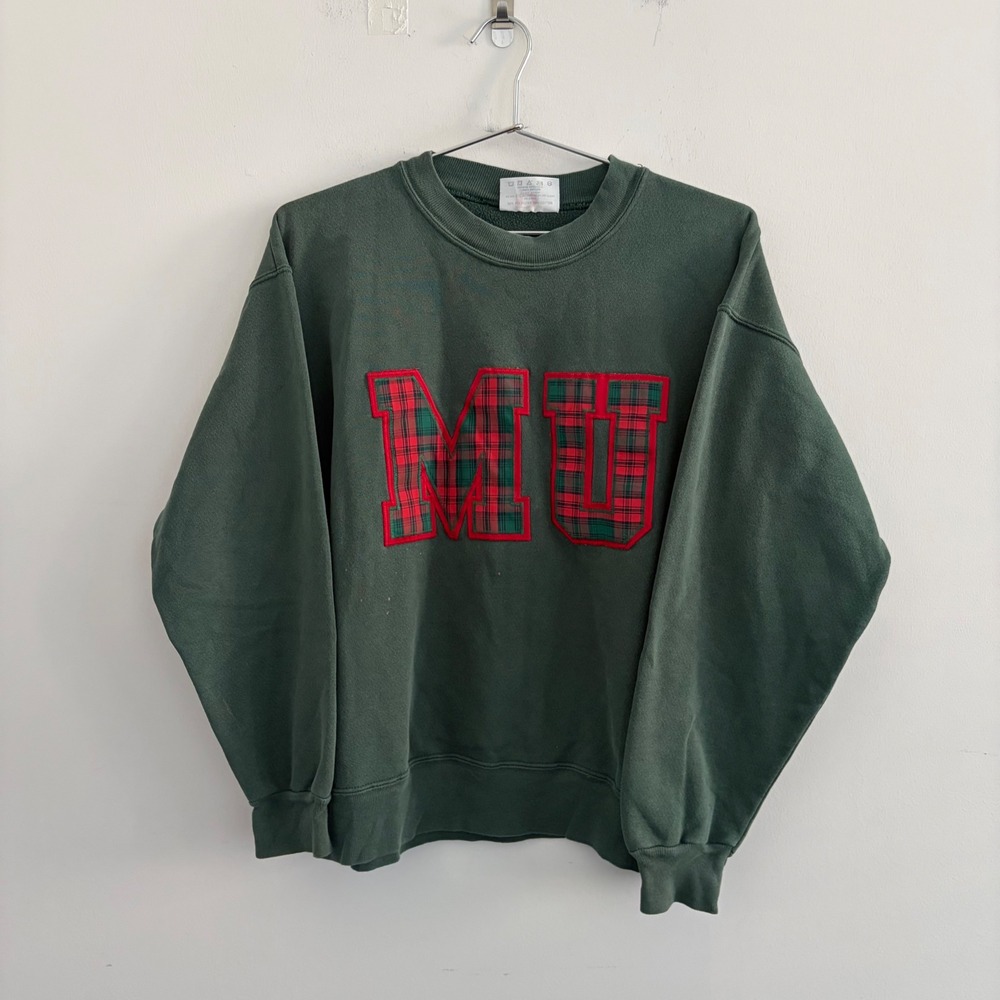 Vintage Dodger MU Plaid Patch Sweatshirt Green Medium Made in USA